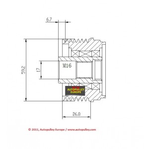 Ģeneratora brīvgaitas mehānizms AUTOPULLEY AF558404 535012010 VKM03403 2C1U10A352AA VP2C1U10A352AA