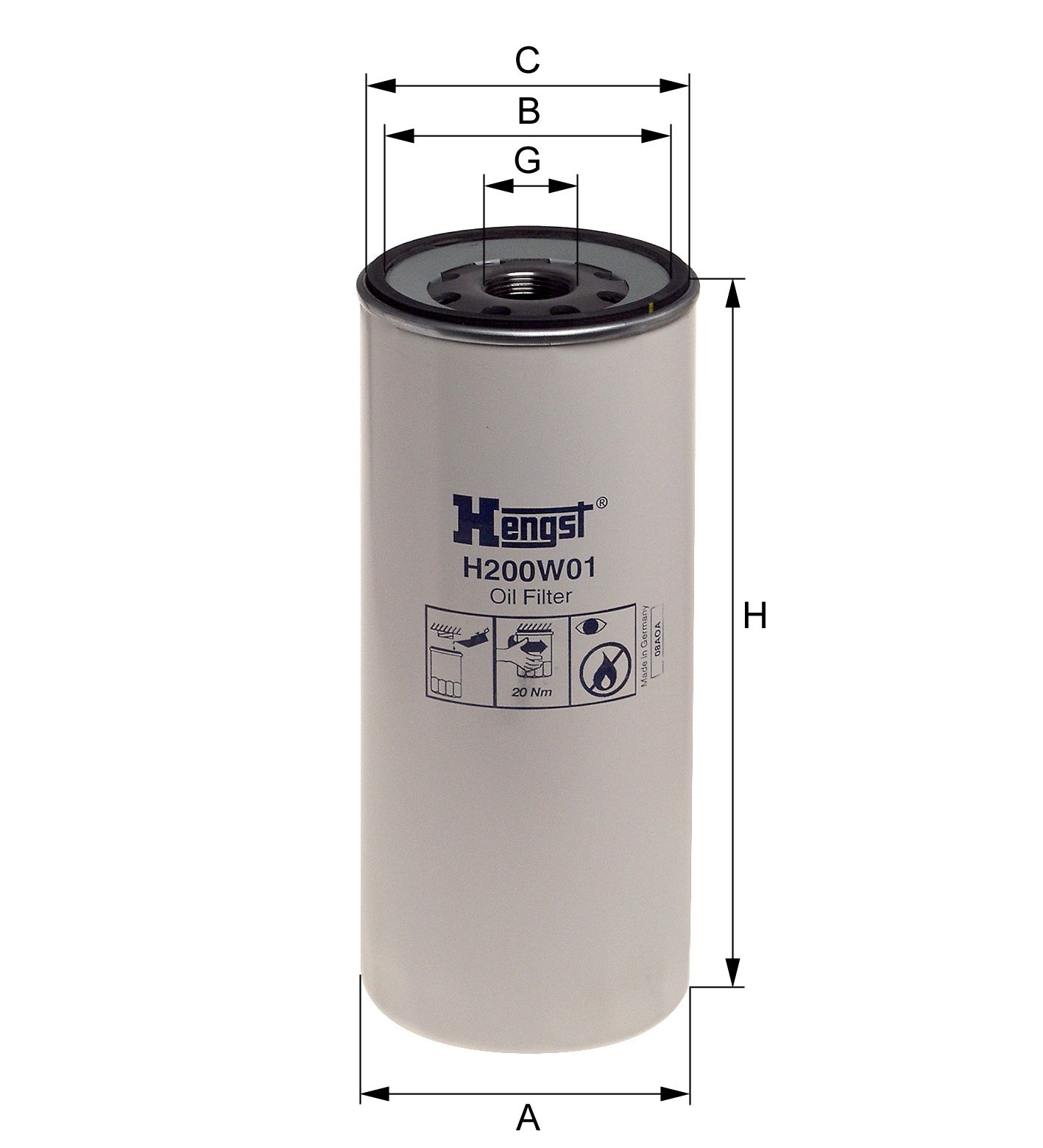 Eļļas filtrs HENGST H200W01 H200W10 21707134 5000670700