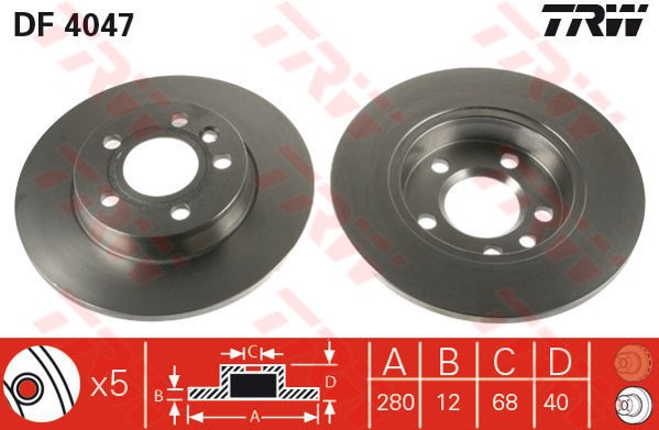 Bremžu disks TRW DF4047 98200-0839 701615601 7D0615601 DDF1012 98200-0839