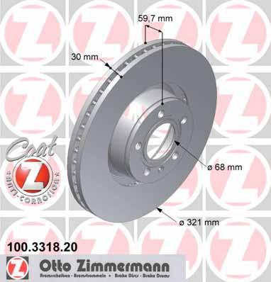 Комплект тормозных дисков ZIMMERMANN 100.3318.20 4F0615301E DDF1277 98200-1323PRO